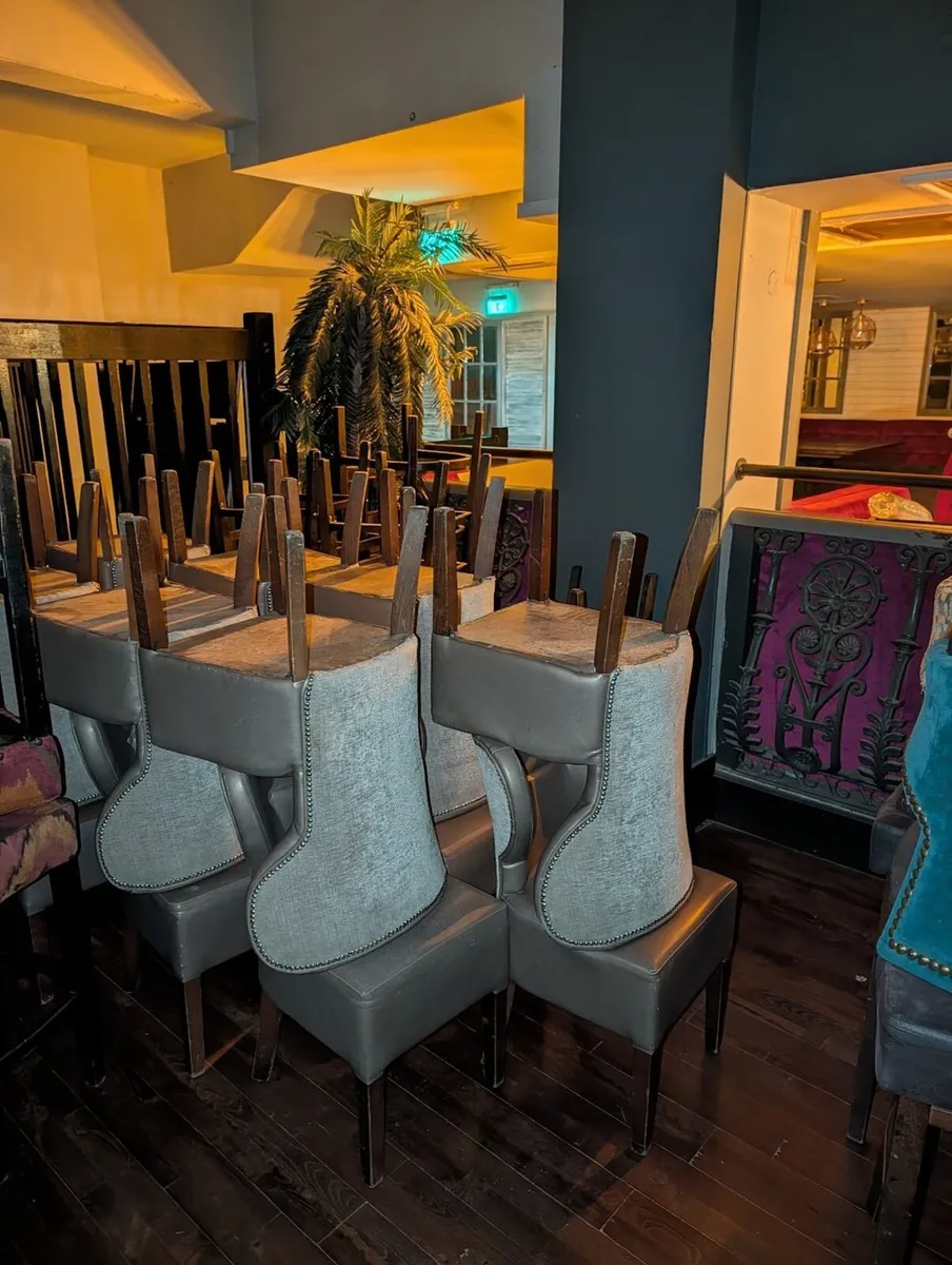 18 Upholstered Restaurant Dining Chairs - Grey - Image 2