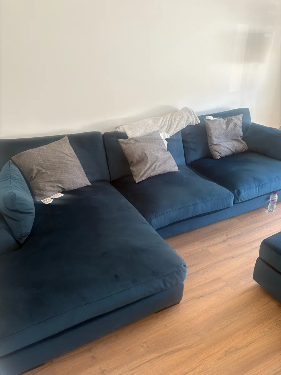 Couch and Footstool Dark Blue DFS - Image 2