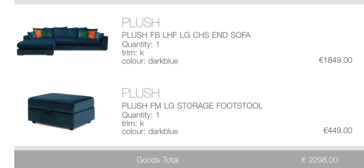 Couch and Footstool Dark Blue DFS - Image 4