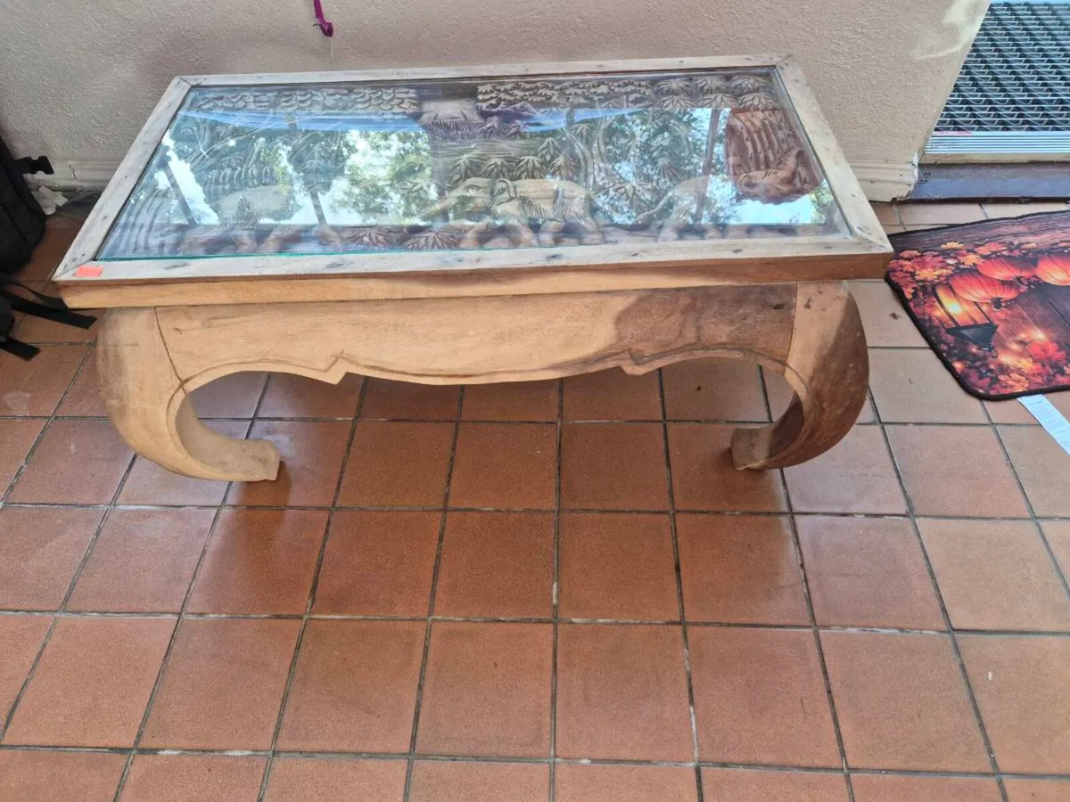 Hand carved Thai coffee table - Image 1