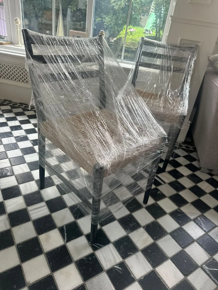 Black Dining Chair with Woven Seat Albion - Image 2