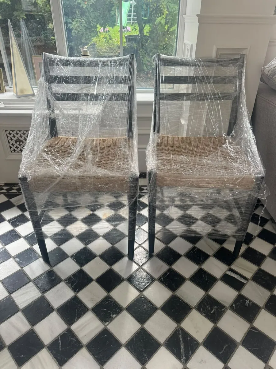 Black Dining Chair with Woven Seat Albion - Image 3