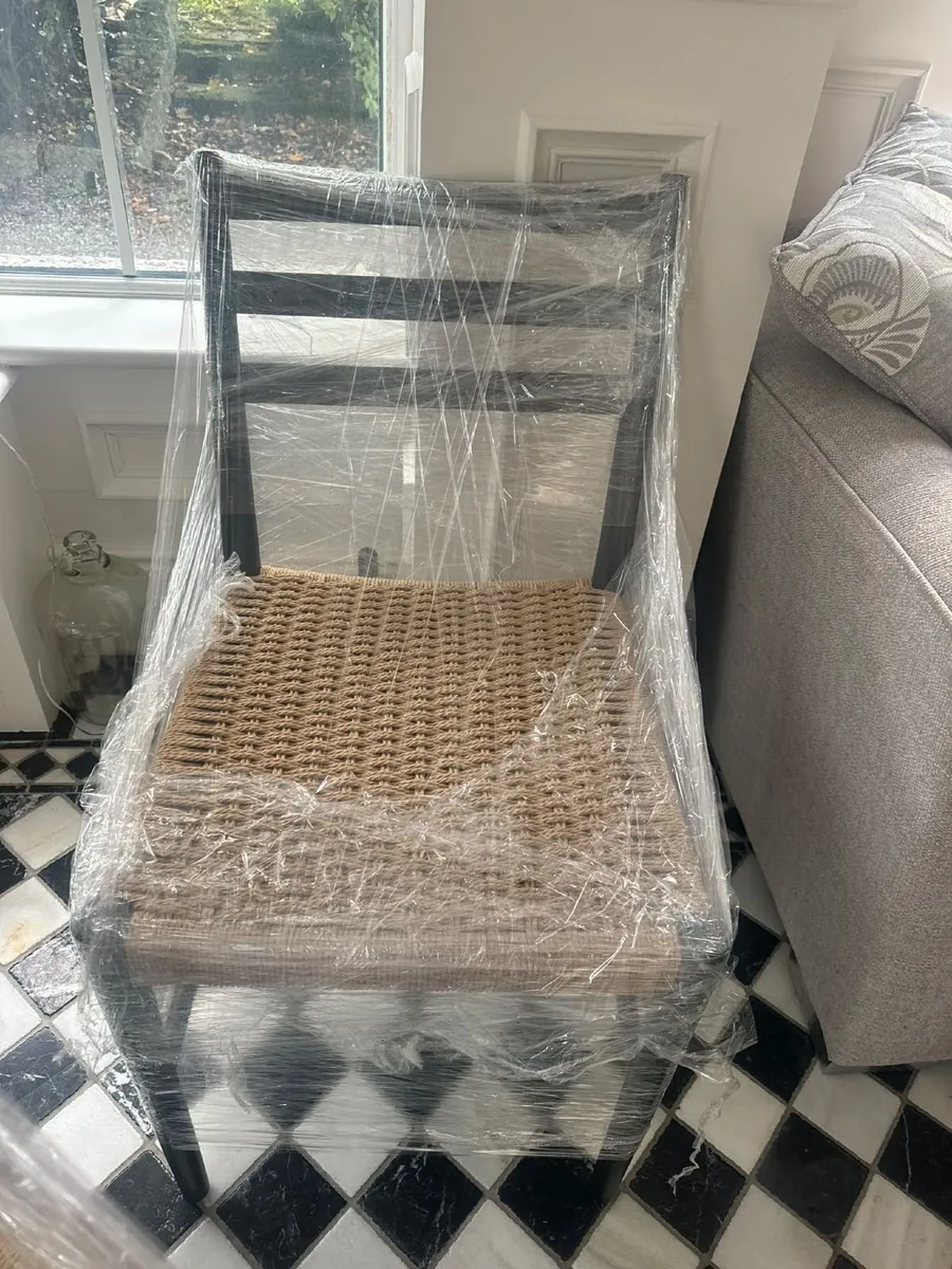 Black Dining Chair with Woven Seat Albion - Image 4