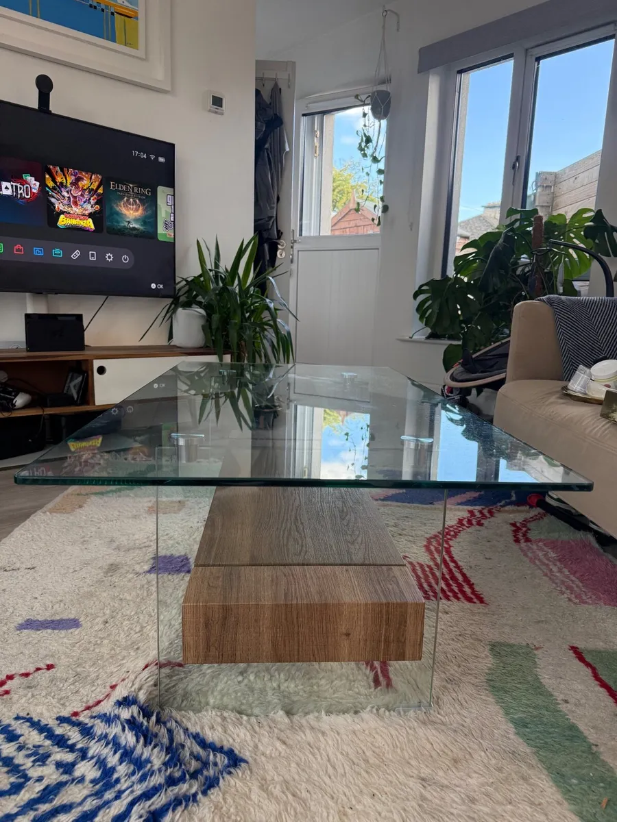 Harvey Norman Colton Oak and Glass Coffee Table - Image 1