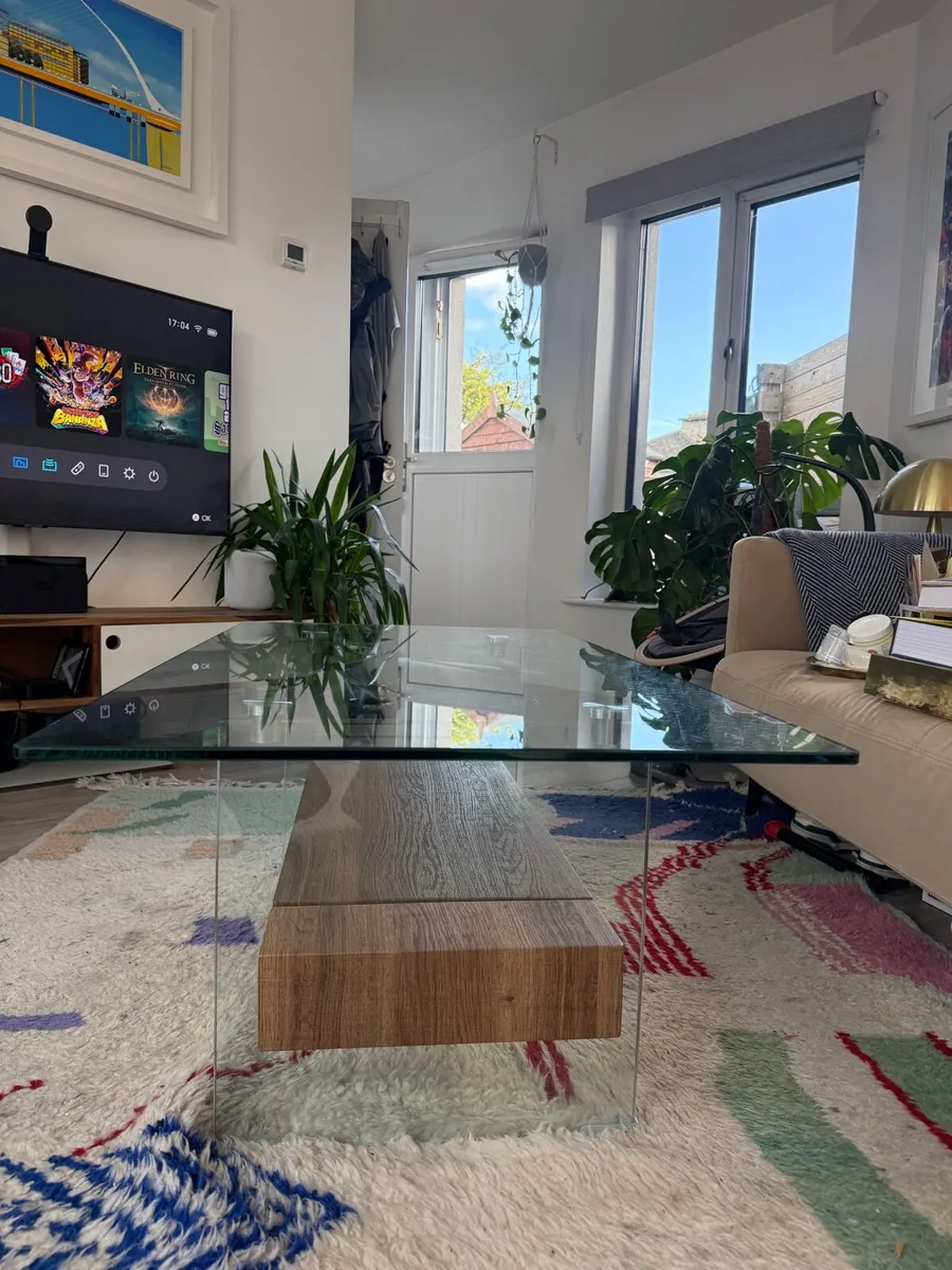 Harvey Norman Colton Oak and Glass Coffee Table - Image 2