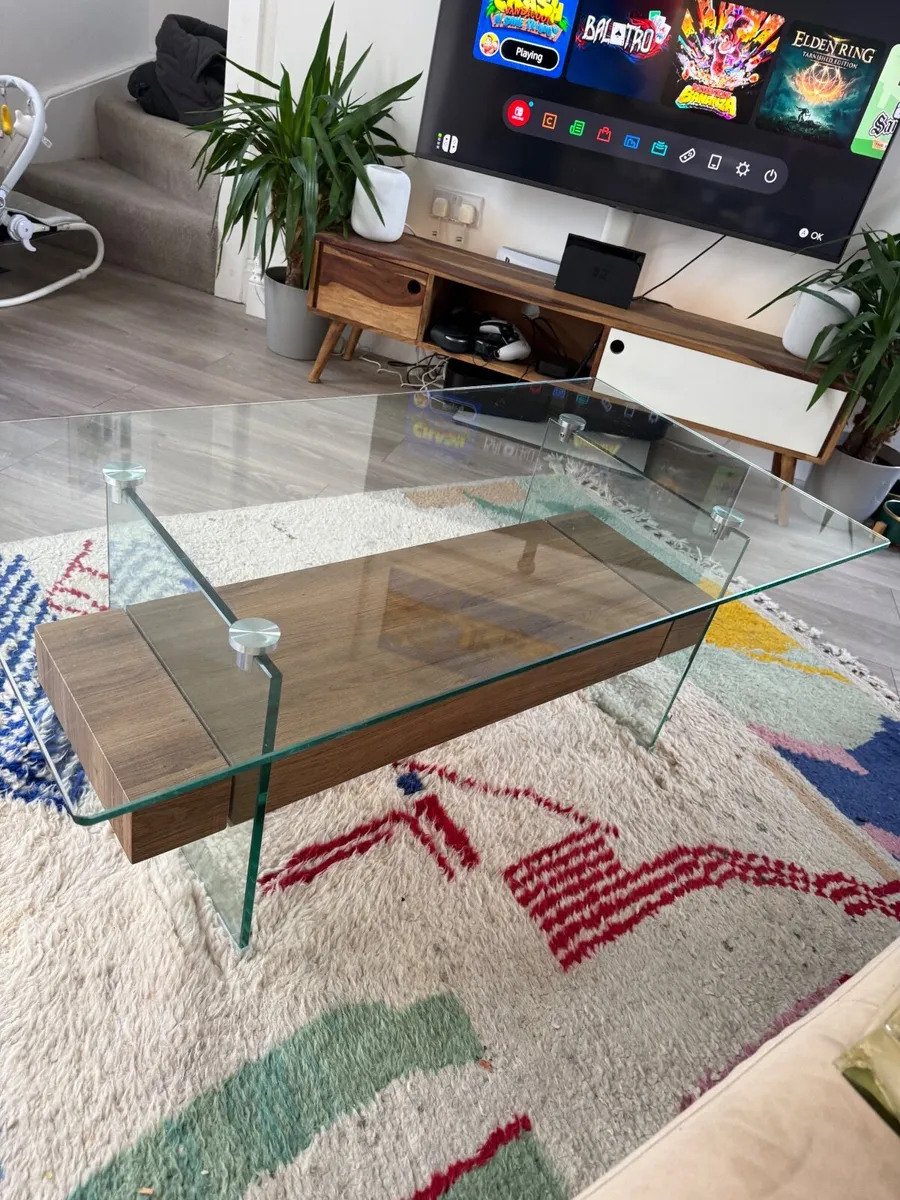 Harvey Norman Colton Oak and Glass Coffee Table - Image 4
