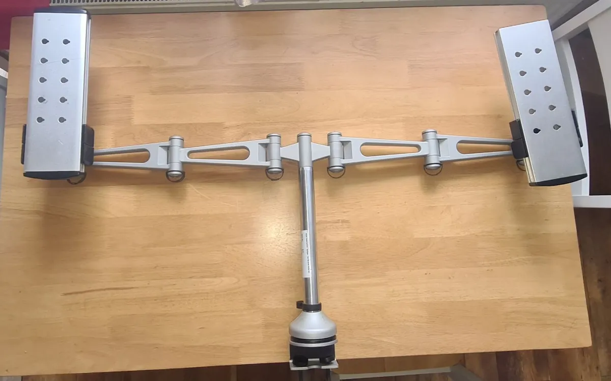 Humanscale Dual Monitor Arm – Silver / Desk Mount - Image 2