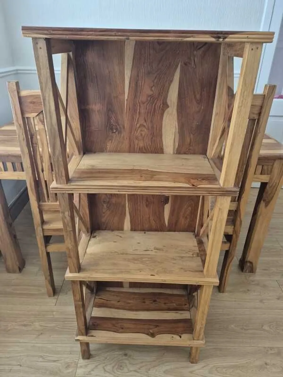 Mexican Hardwood Dining Table, 4 Chairs, Nest of Tables & Display Unit - Image 3