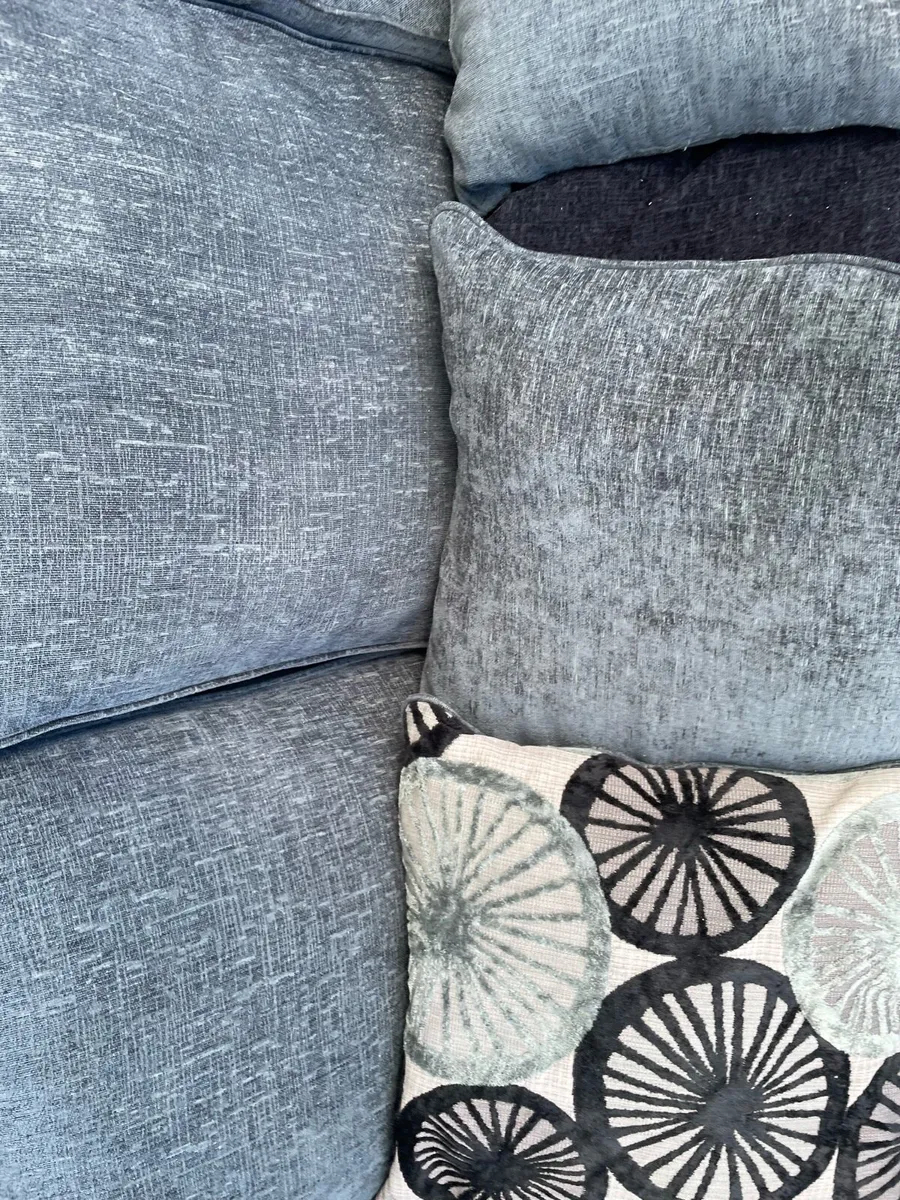 Dfs grey corner sofa with matching footstool - Image 2