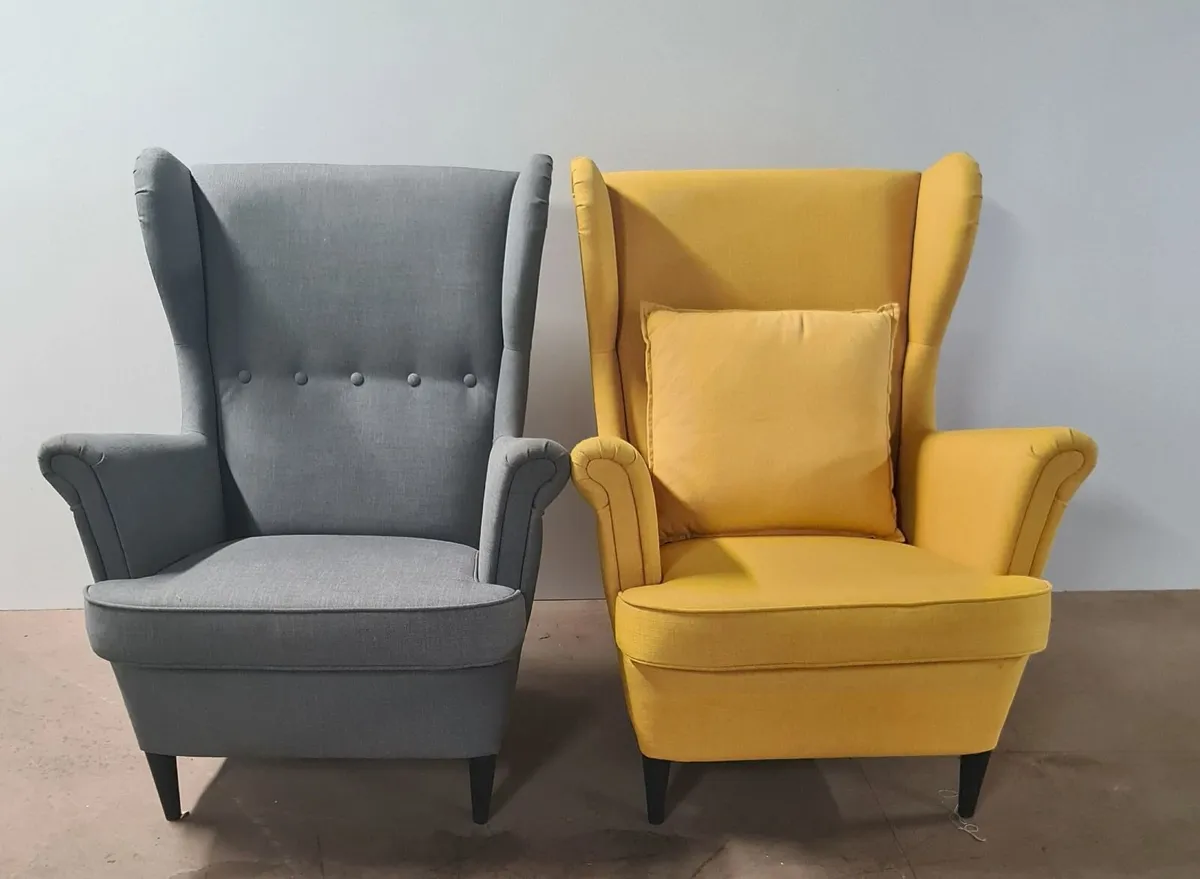 Matching Pair of Wingback Armchairs - Image 3
