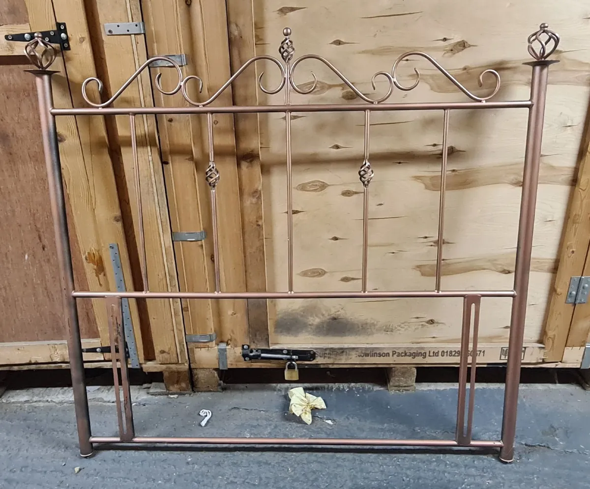 Metal Bed Headboard with Wrought Iron Details - Image 1