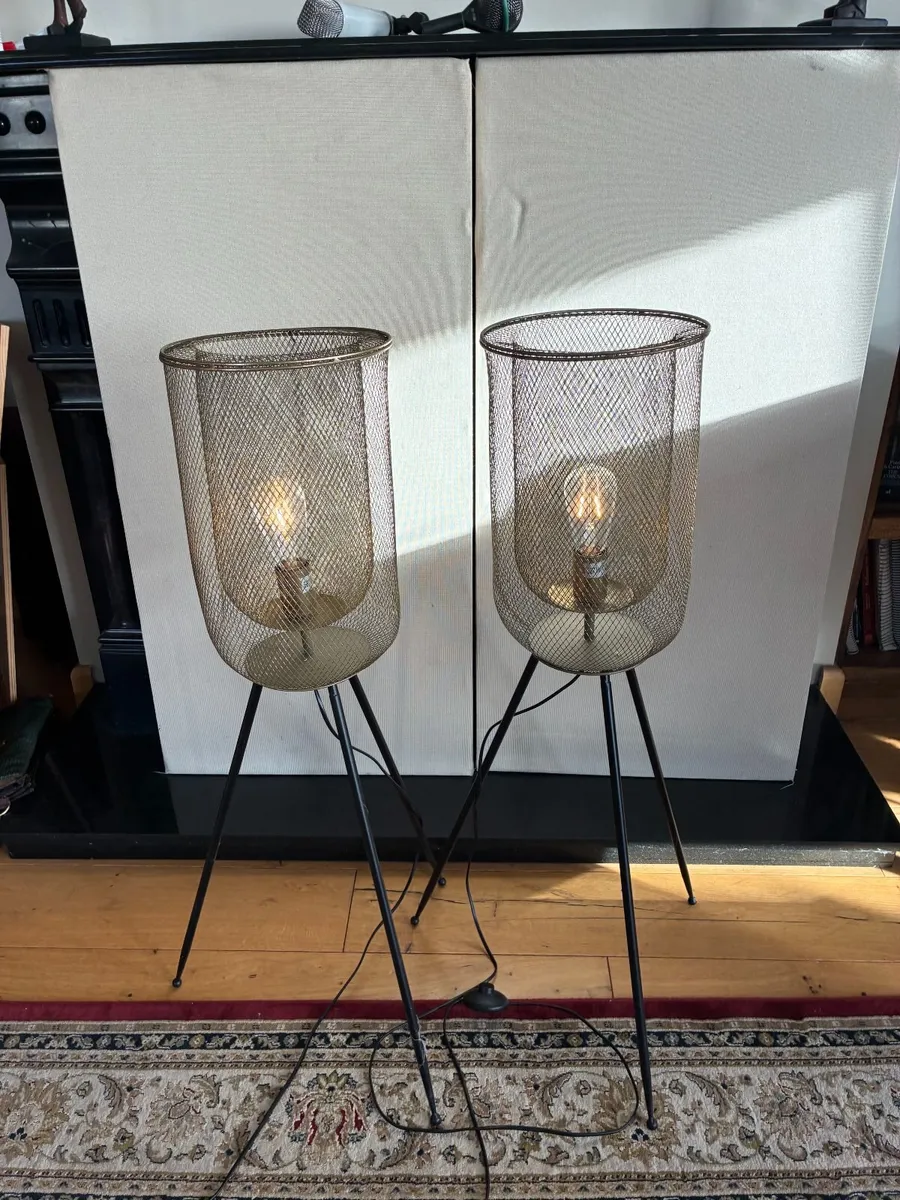 pair of azure mesh floor standing lamps - Image 1