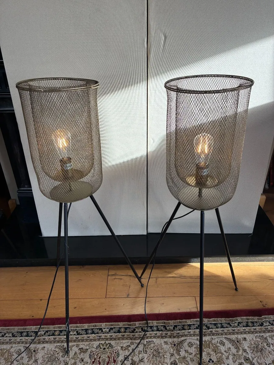 pair of azure mesh floor standing lamps - Image 3