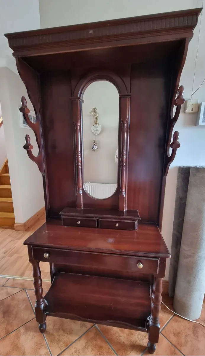 Mahogany hall stand and display cabinet - Image 3