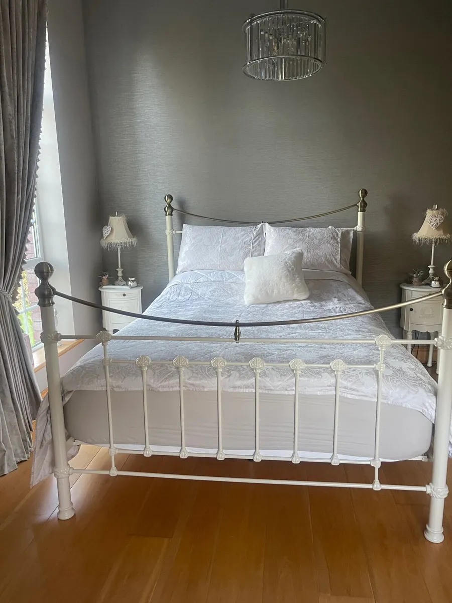 Cast Iron Cream Bed Frame - Image 1