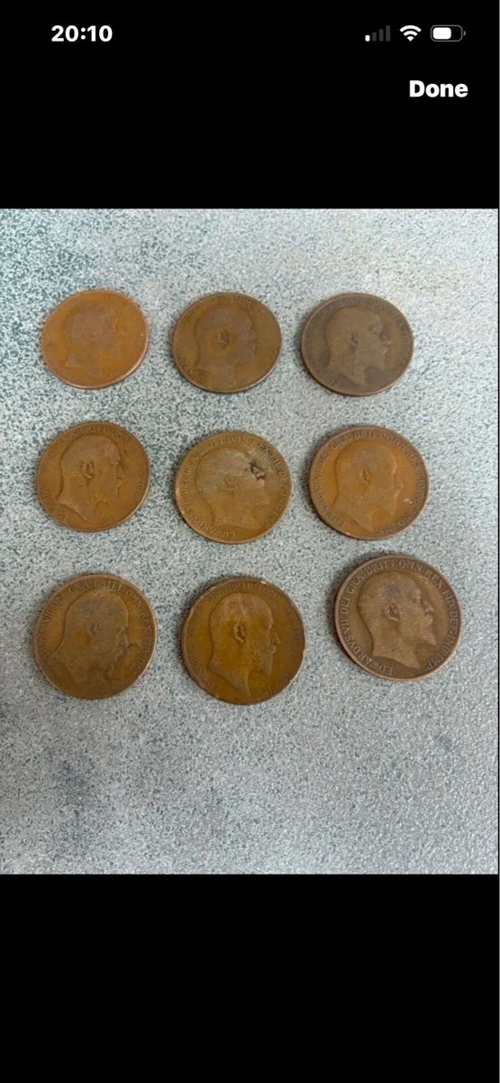 Antique UK Penny Coins (9) - Image 1