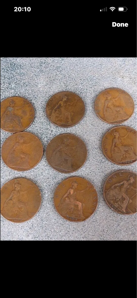 Antique UK Penny Coins (9) - Image 2