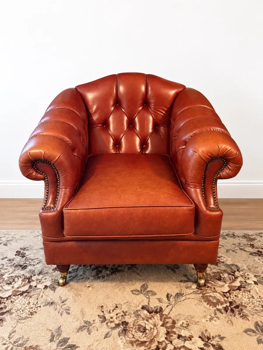 Chesterfield Style Leather Armchair Deep buttoned - Image 1