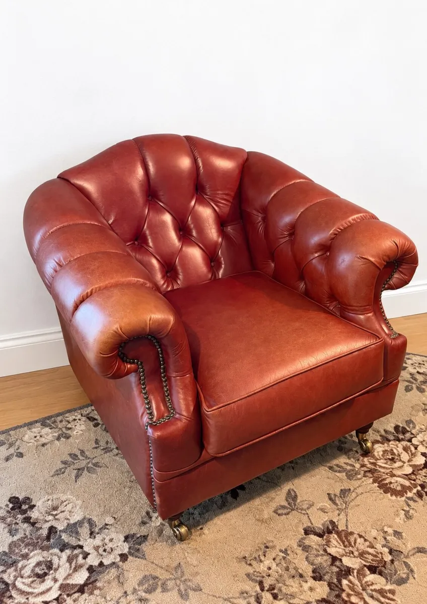 Chesterfield Style Leather Armchair Deep buttoned - Image 3