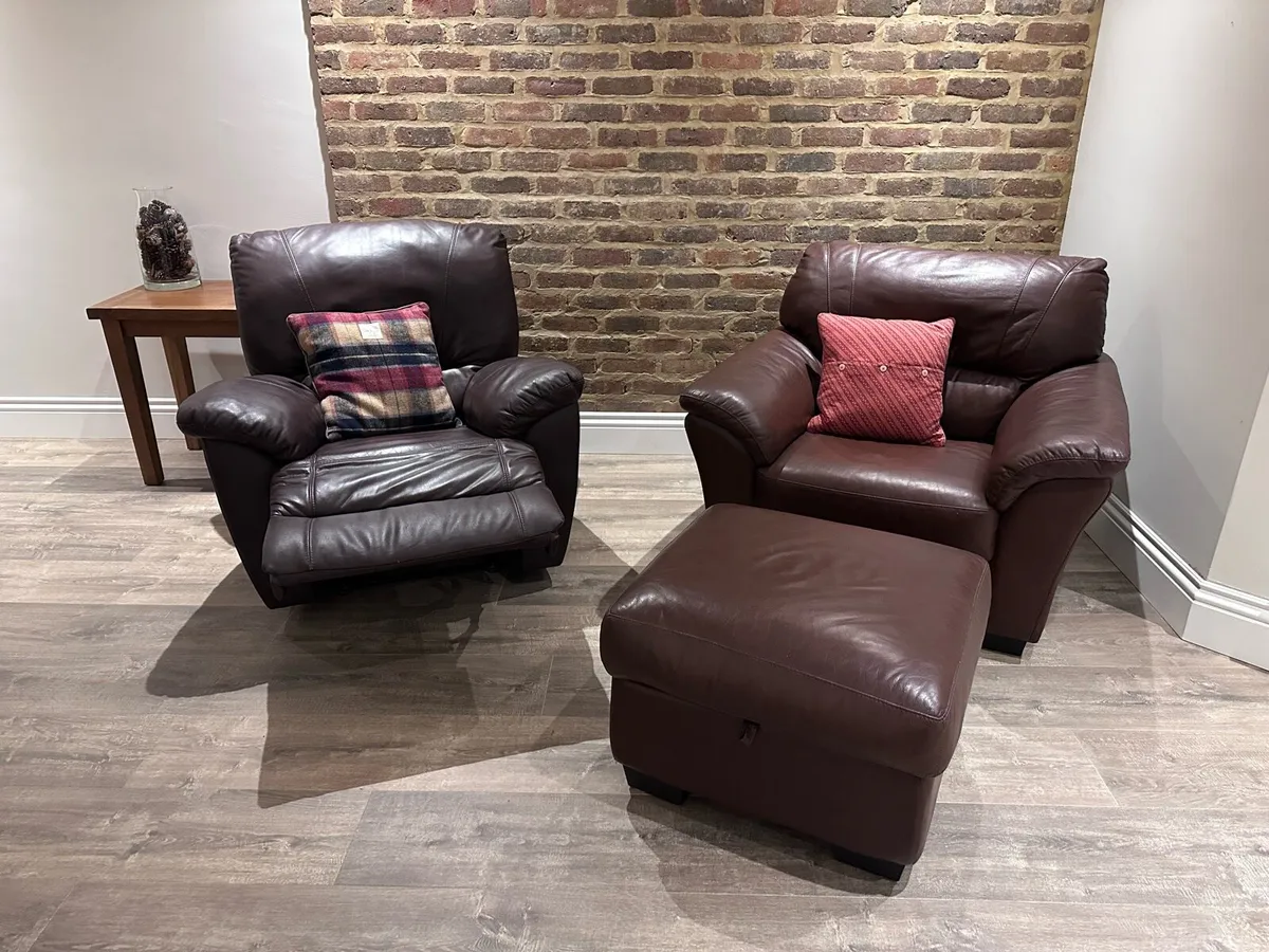 Leather Recliner, Armchair, Footrest - Image 1