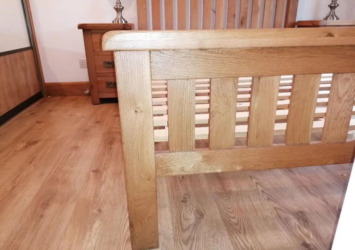 Solid Oak Bed Frame & Solid Oak Lockers - Image 2