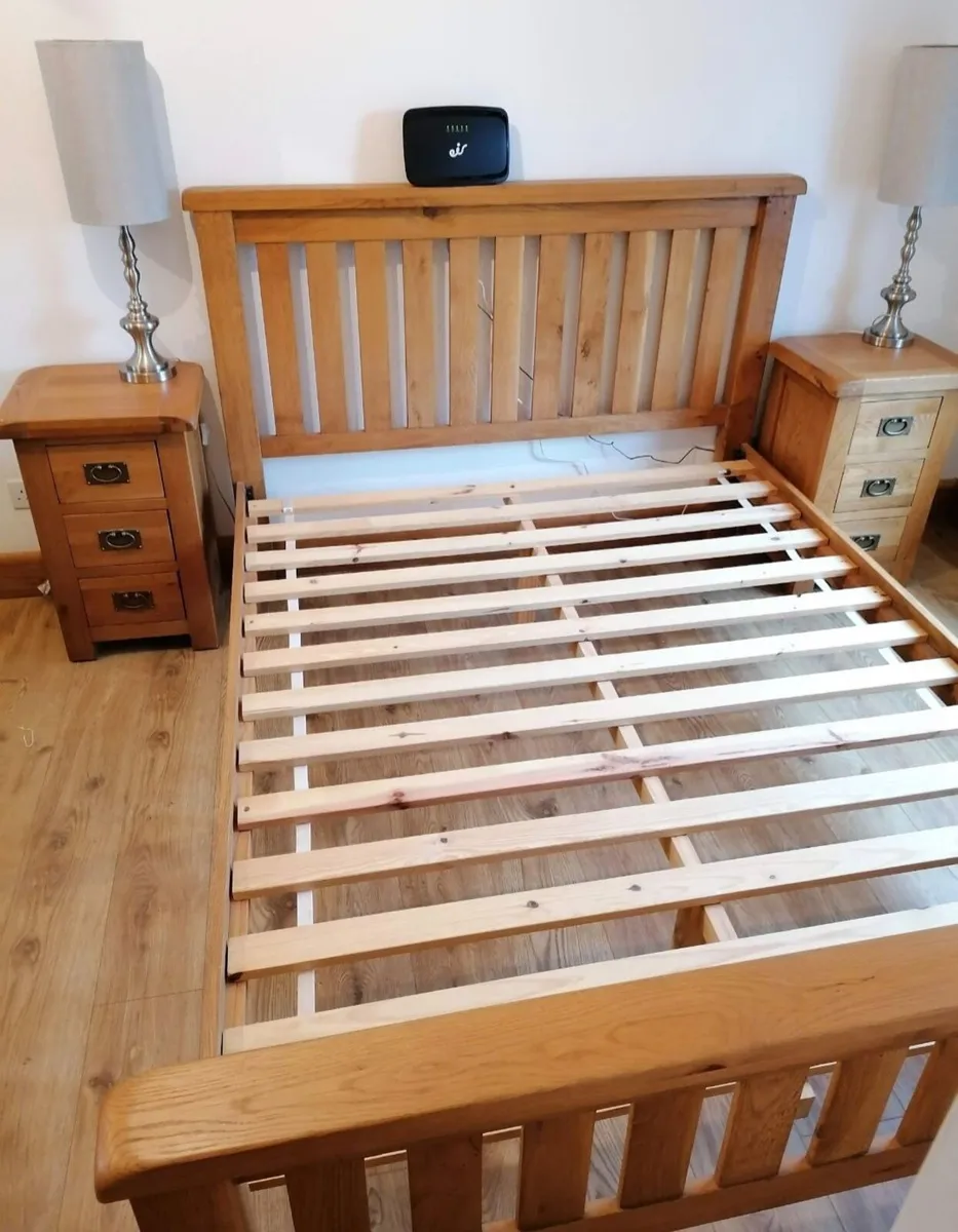Solid Oak Bed Frame & Solid Oak Lockers - Image 4