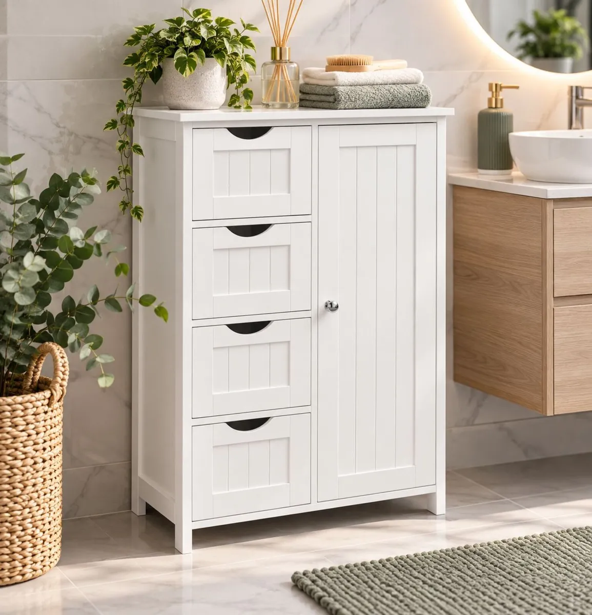 Bathroom Cabinet With Drawers White - Image 1