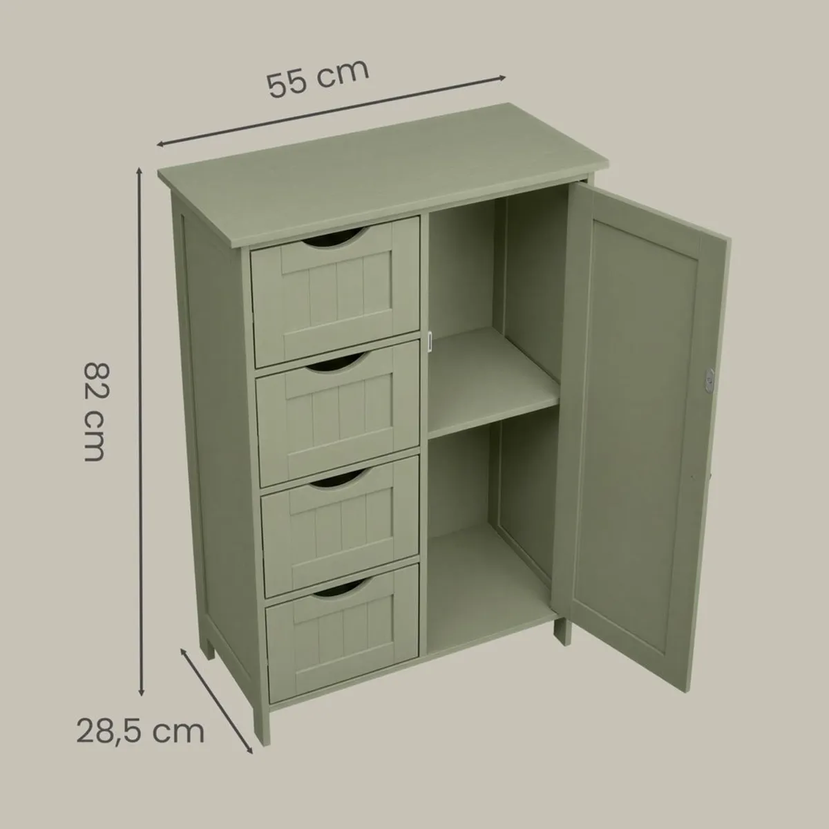 Bathroom Storage Cabinet with Drawers Muted Sage G - Image 3