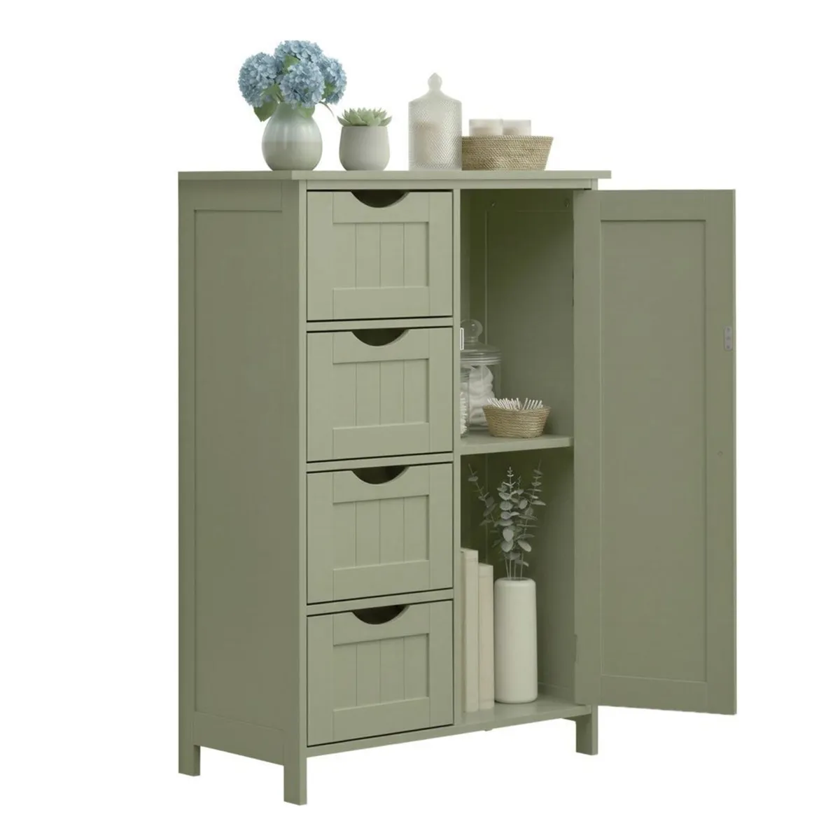 Bathroom Storage Cabinet with Drawers Muted Sage G - Image 4