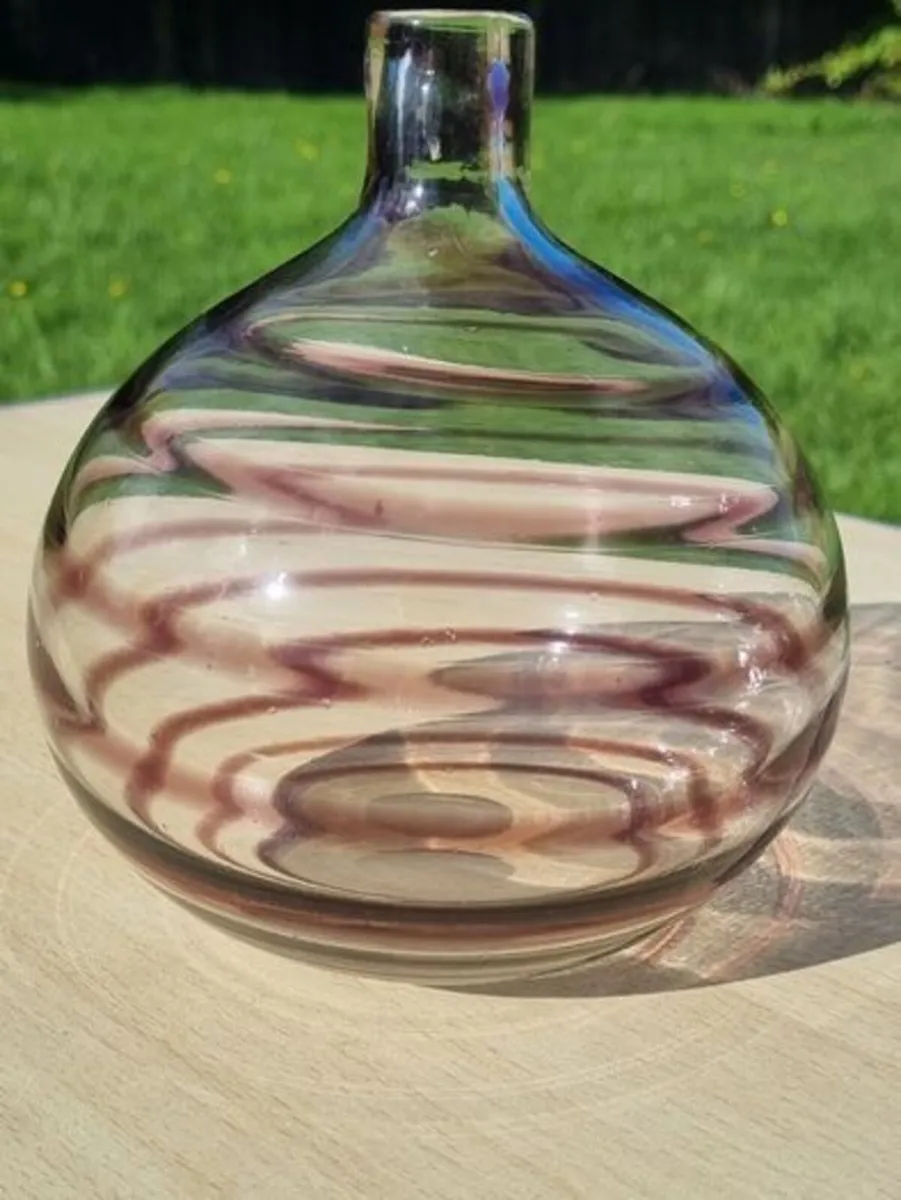 Vintage Woolworths Mauve Purple Swirl  glass vase - Image 1