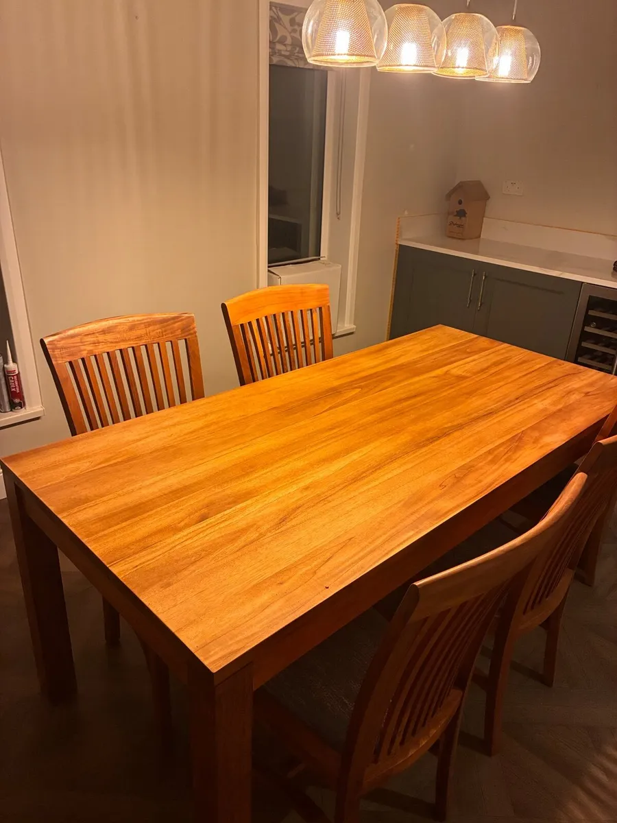 Unfinished teak solid wood dining table - Image 1
