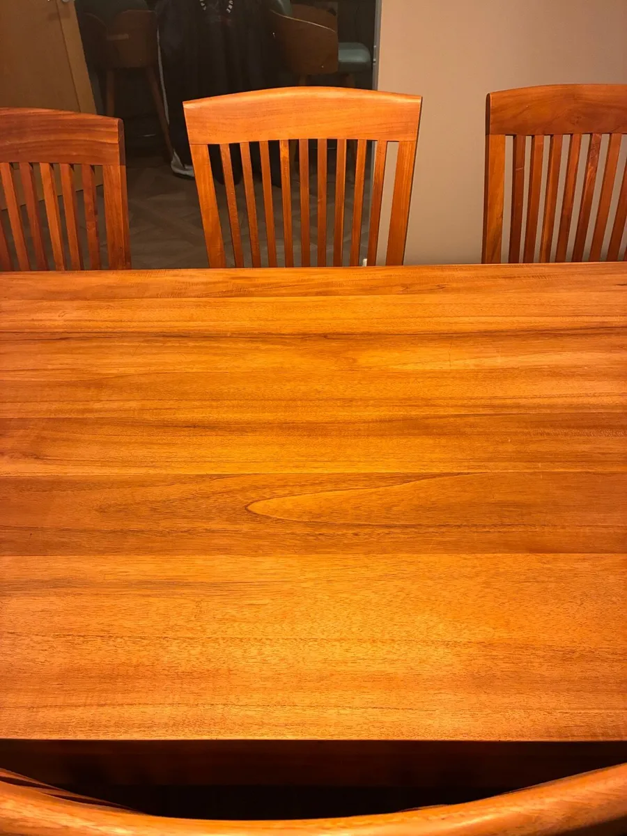Unfinished teak solid wood dining table - Image 4