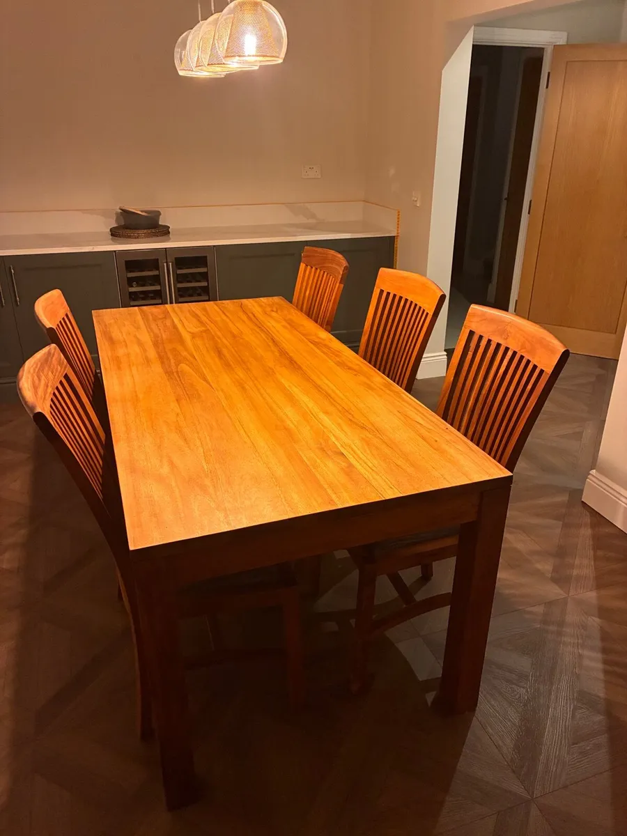 Unfinished teak solid wood dining table - Image 2
