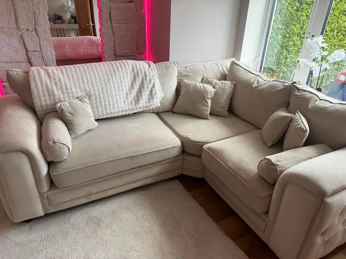 Cream L Shaped Sofa - Image 1