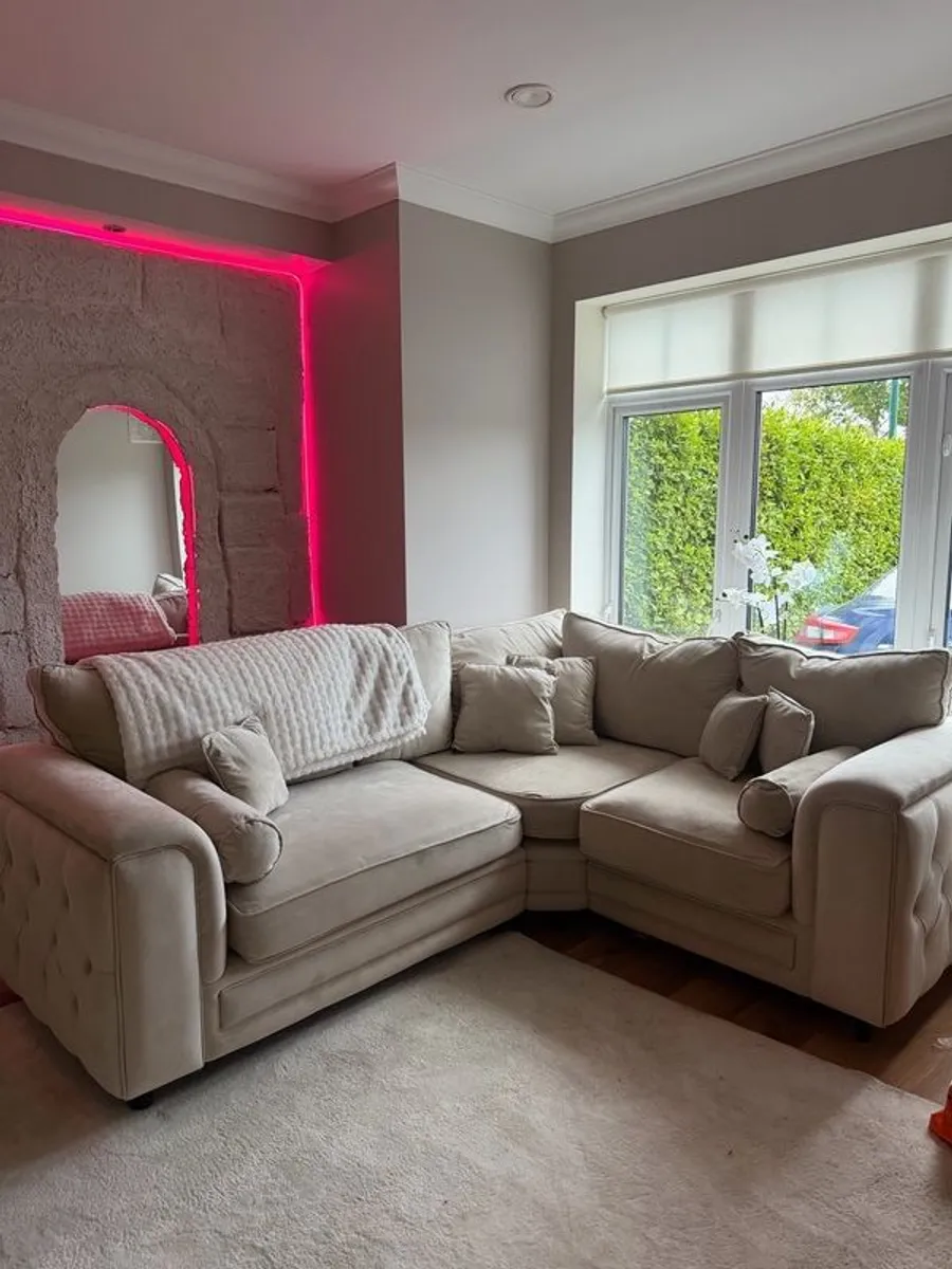 Cream L Shaped Sofa - Image 2