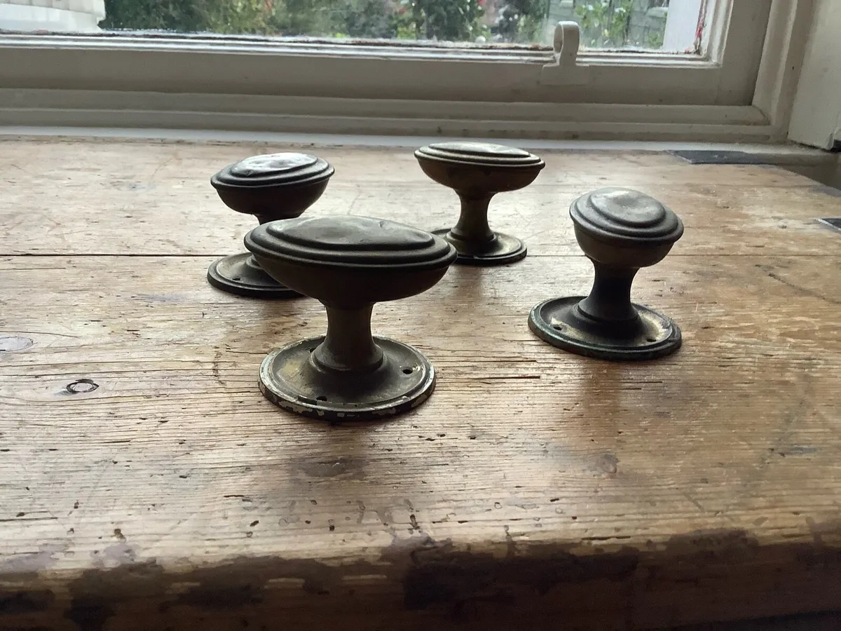 Antique brass door handles - Image 2
