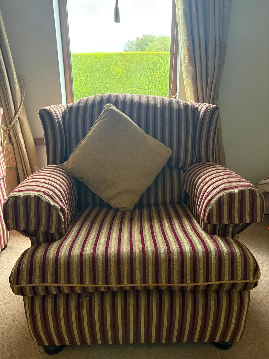 Fabric 3-Seater Sofa Set with Footstool & Armchair - Image 1