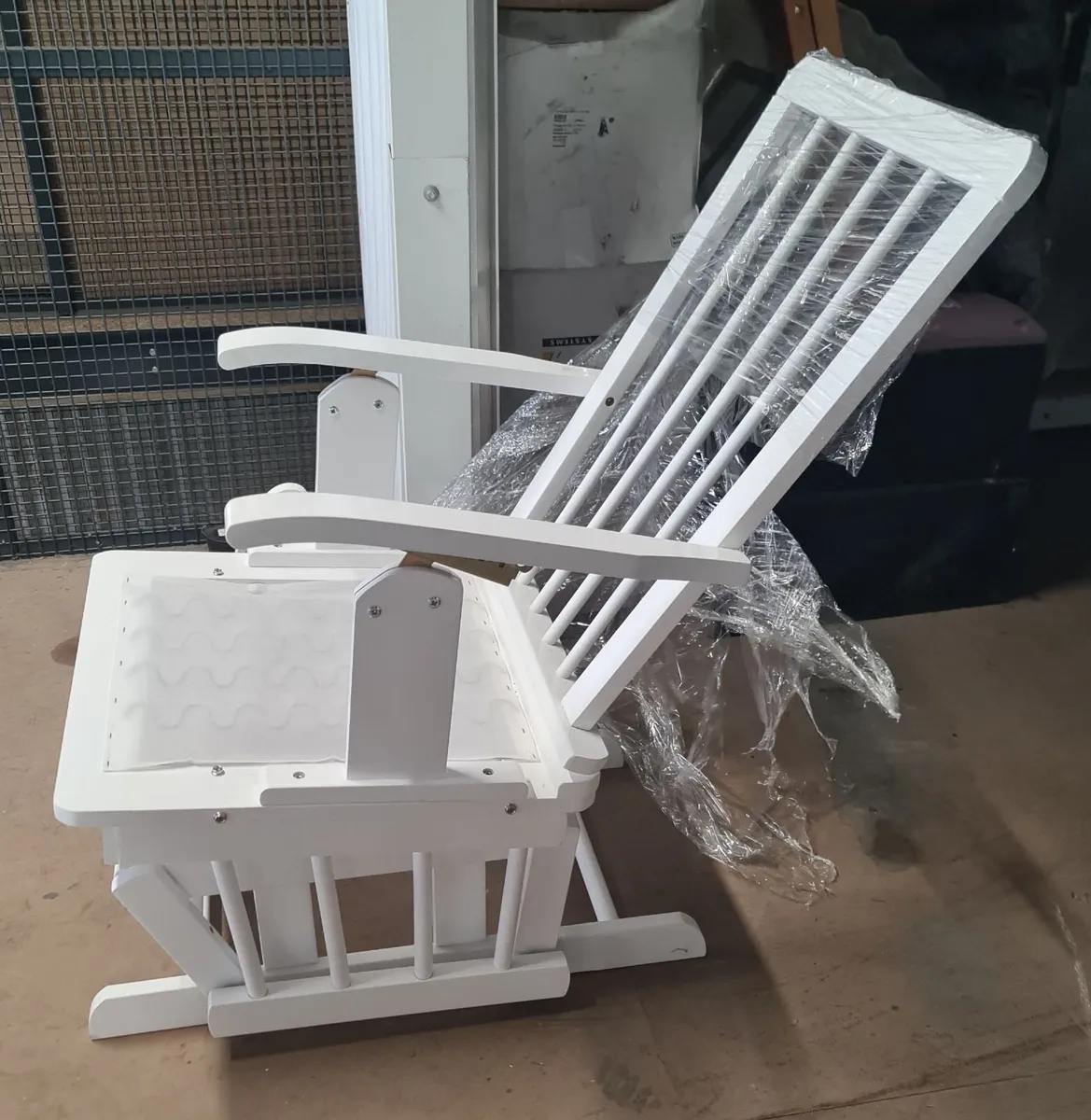White Wooden Glider Rocking Chair - Image 1