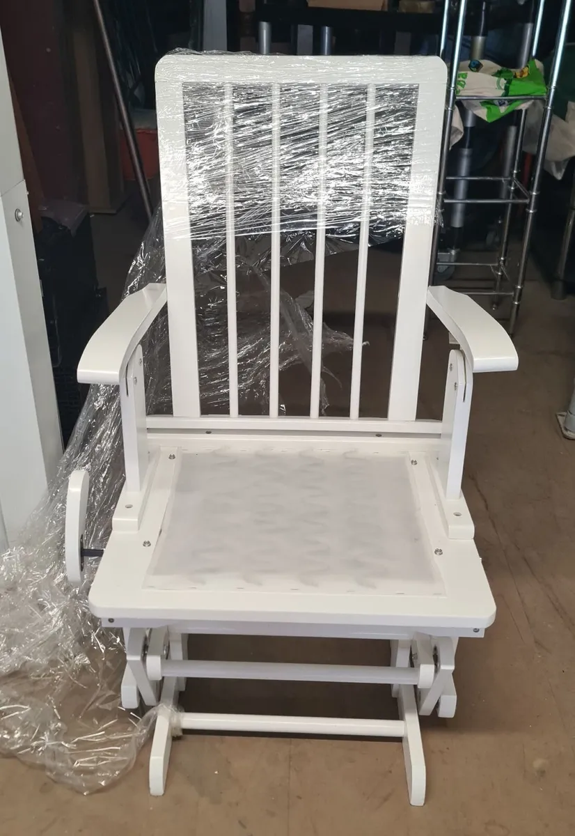 White Wooden Glider Rocking Chair - Image 2