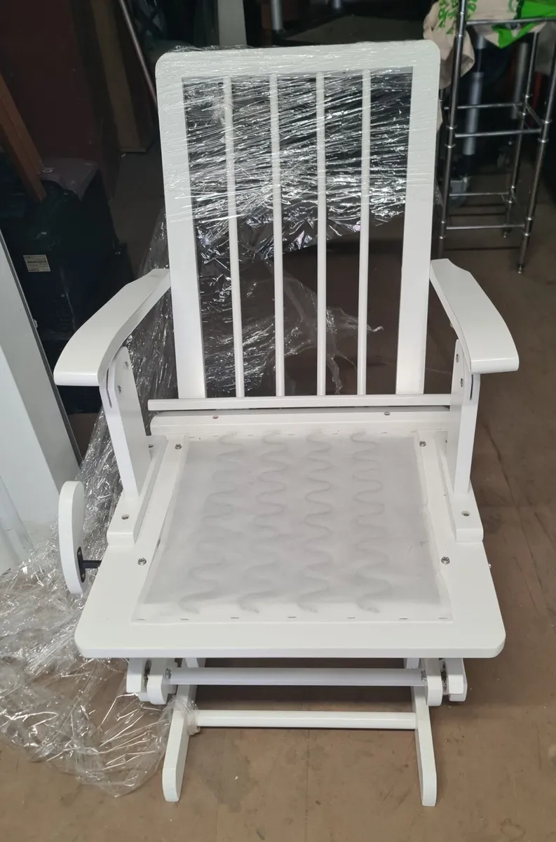 White Wooden Glider Rocking Chair - Image 3