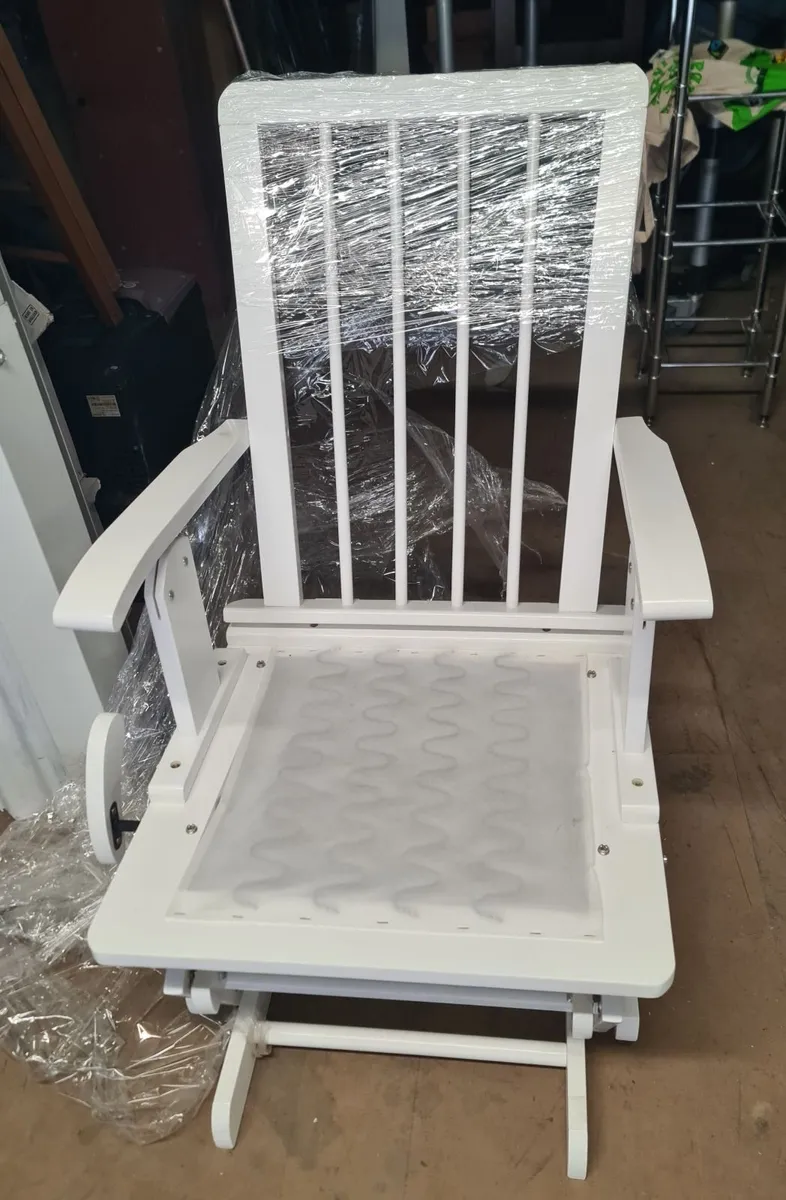 White Wooden Glider Rocking Chair - Image 4