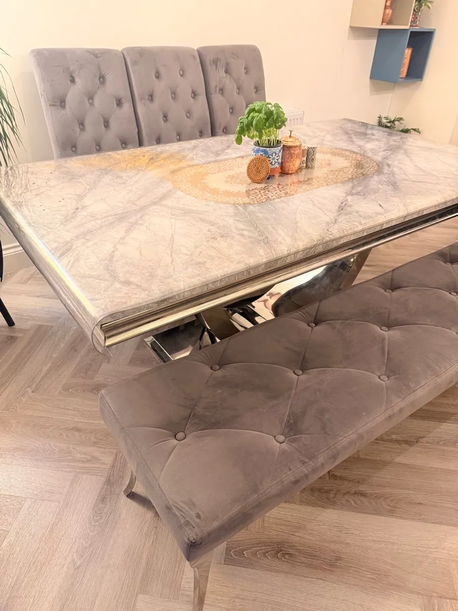 Modern Dining Table Set – Table, 3 Chairs & Bench - Image 2