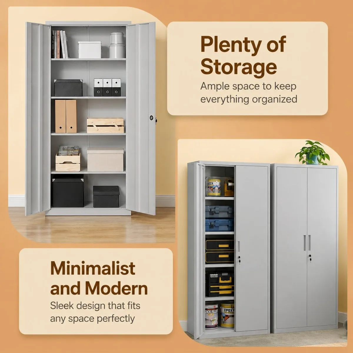 Multi purpose storage cabinet (Grey)-FREE DELIVERY - Image 4