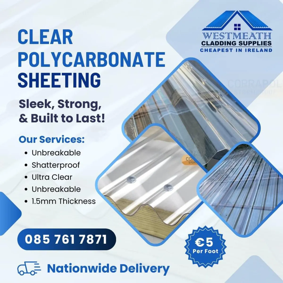 CLEAR POLYCARBONATE UNBREAKABLE SHEETING - Image 1