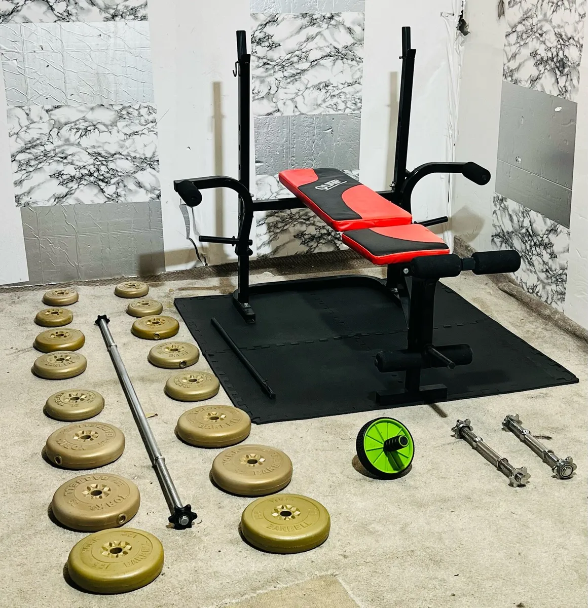 USF ADJUSTABLE BENCH WEIGHTS BARBELL DUMBBELLS MAT - Image 2