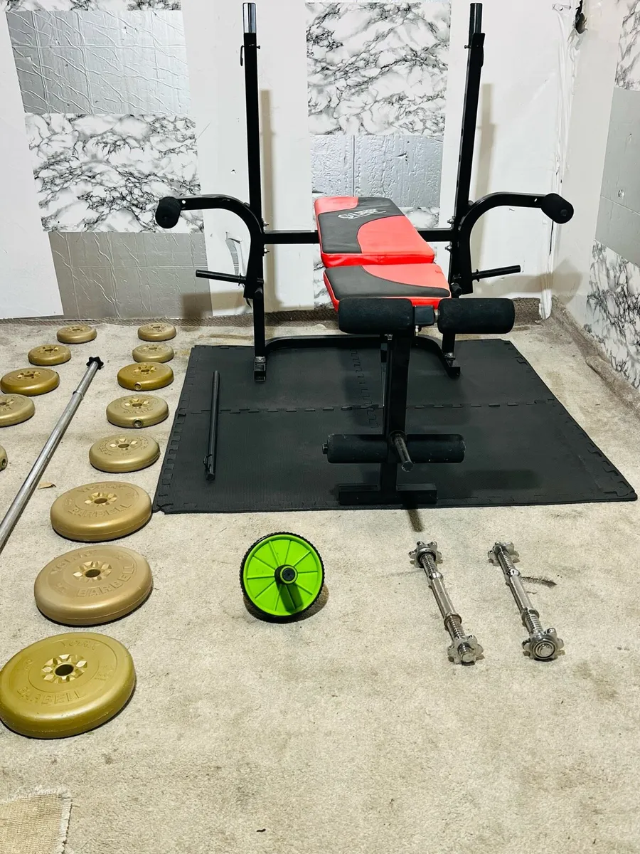 USF ADJUSTABLE BENCH WEIGHTS BARBELL DUMBBELLS MAT - Image 3
