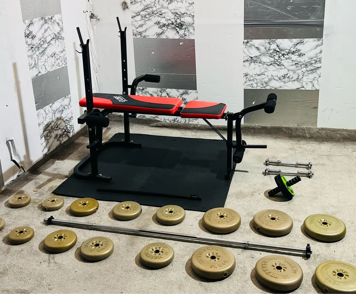 USF ADJUSTABLE BENCH WEIGHTS BARBELL DUMBBELLS MAT - Image 4