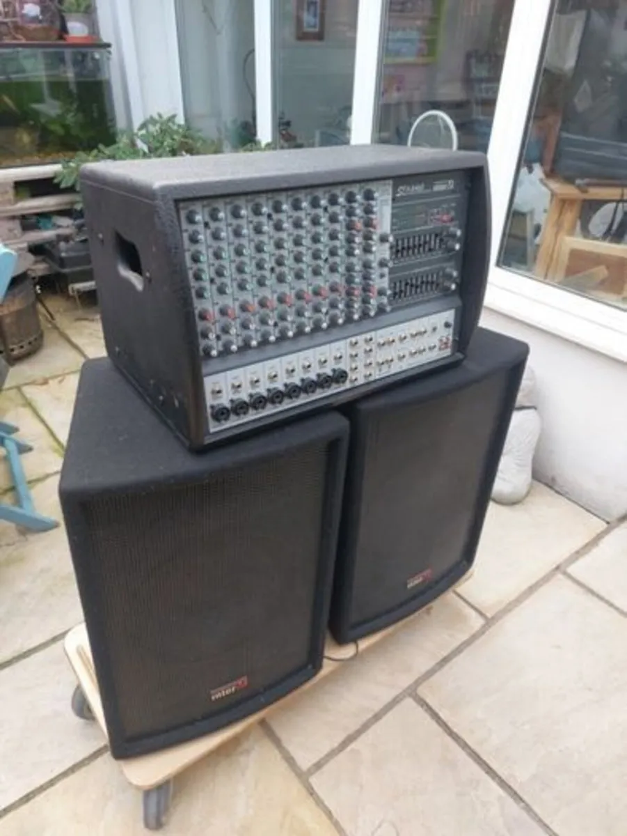 Complete PA System - Inter-M Powered Mixer & Twin - Image 1