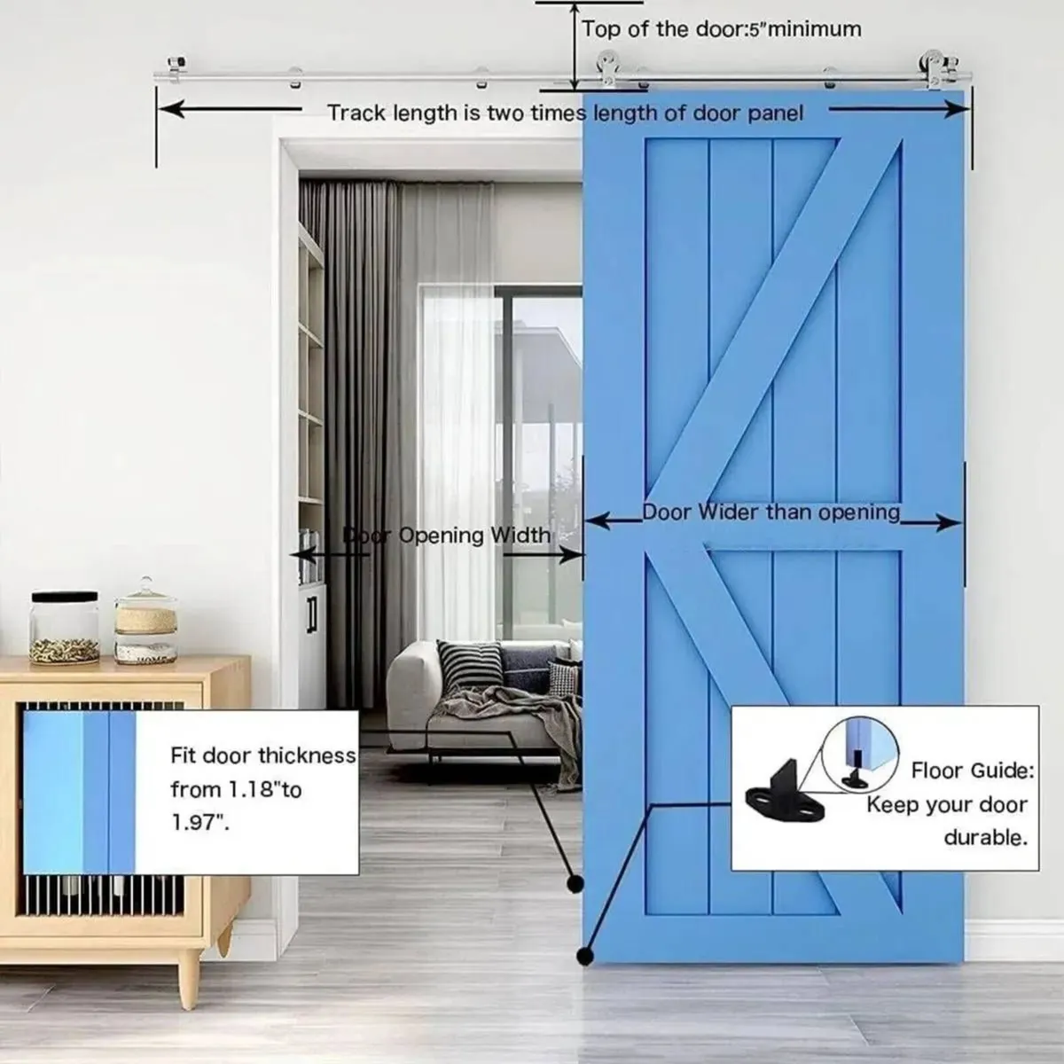 Barn Door Sliding Hardware Kit 6.6FT Single Door - Image 3