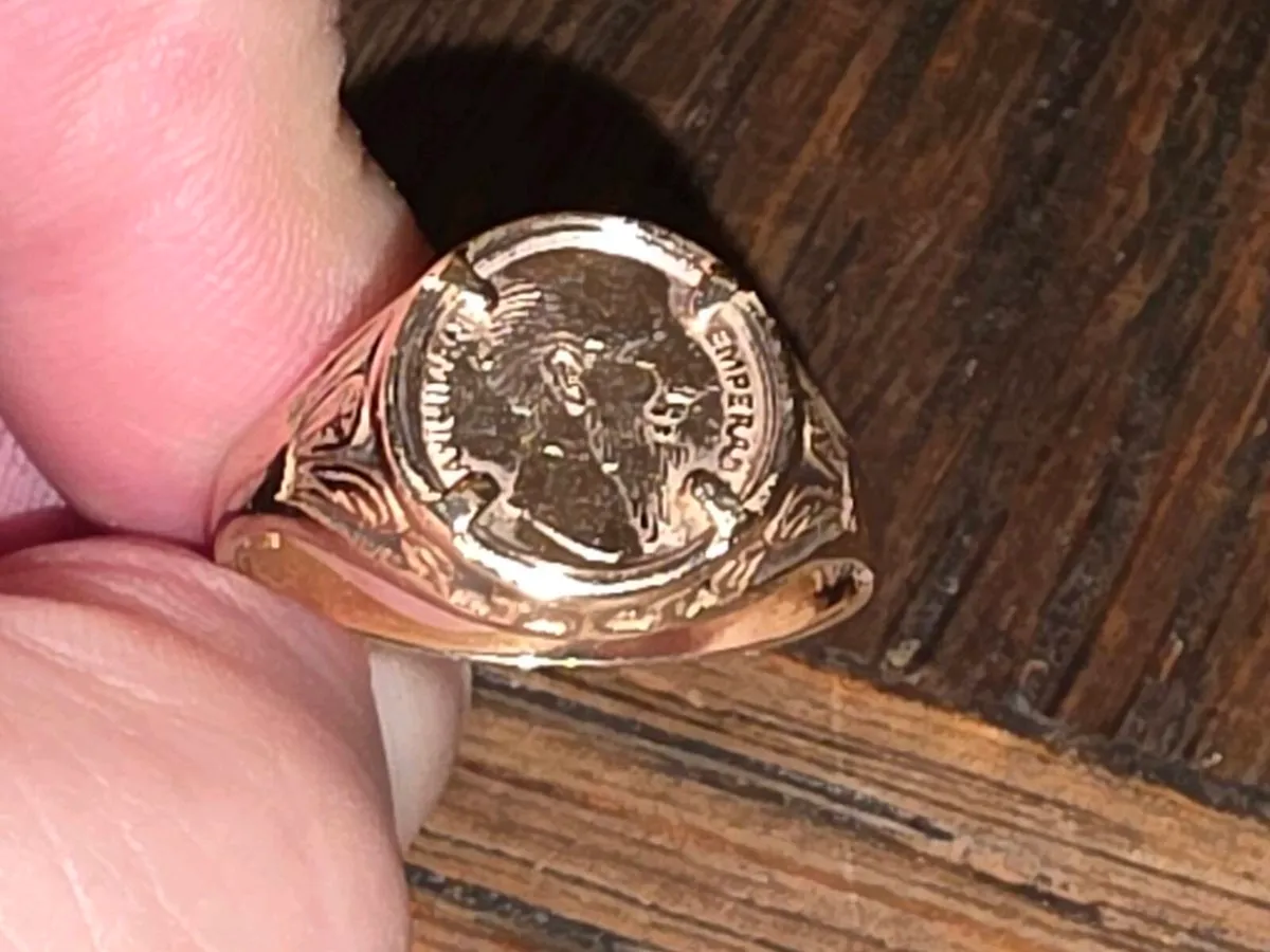 STATEMENT COIN VINTAGE, 9CT Gold Signet Ring ! - Image 4